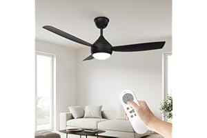 ORTHLAND 106 cm Ceiling Fan with Lighting and Remote Control with Timer, Easy Assembly, Quiet DC Motor, 6 Speed Levels, Modern Design for Bedroom, Living Room