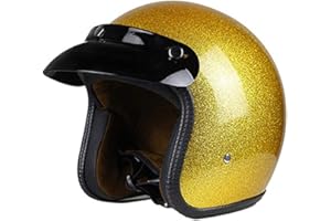 GENERIC Vintage Motorcycle Helmet for Men & Women Classic Retro 3/4 Open Face Design DOT Certified for Motorbike Cruiser Crash Helmets for Motorbikes Open Face