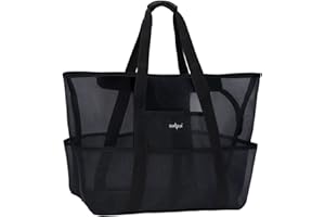 ZUXNZUX Strandtasche XXL Familie, Mesh Strandtasche mit Reißverschluss, Groß Faltbar Ultraleicht Badetasche Tasche Schwimmtasche Shopper Faltbar Damen Herren für Sommer Strand Urlaub