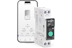 TONGOU SY2 JWT | WLAN Relé Inteligente Interruptor | Medición Potencia | Automatización Hogar | TUYA APP​ NO Hub Requerido | Control Inalámbrico Iluminación +Electrodomésticos