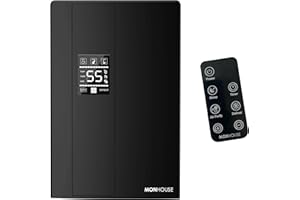 MONHOUSE Deshumidificateur - Reservoir De 2200 Ml - Telecommande, Mode Veille Et Degivrage Affichage Led, Minuterie 24 H Et Arret Automatique - Ultra Silencieux - Noir