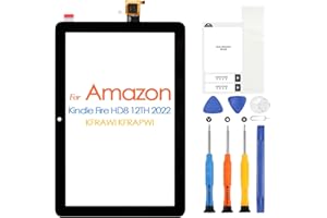 ‎ARSSLY Touchscreen für Amazon Kindle Fire HD8 2022 12a Gen Bildschirm Ersatz für Kindle Fire HD 8 Plus 12a Generazione 2022 Touch Digitizer Sensor Glas Kits (Black Touch)