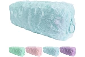 BELUIN Estuche Escolar para Niña, Mujer O Adolescente - Estuches Escolares para Guardar Material De Papelería O Maquillaje De Peluche En Color Pastel - Neceser Pequeño para Chica De Un Compartimento (Azul)