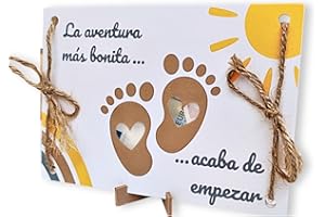 Tres Aristas | Tarjeta para Regalar Dinero por Nacimiento de Bebé | Detalle Original y Emotivo para Recién Nacido| | Ideal para Padres Primerizos | Incluye Soporte, Sobre y Cuerda | (Recién Nacido)