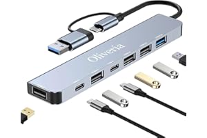 OLIVERIA Hub USB C 3.0, Adaptador Multipuerto 7 en 1 Con Puertos 3.0, 2.0, Distribuidor Tipo C Para MacBook Air/Pro, Galaxy, iPad, Windows, Portátil, Sobremesa, PS4/PS5