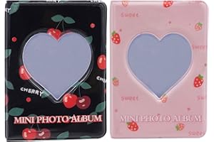 SZHTSWU 2 Pack Mini Photo Album 40 Pockets, 3 Inch Kpop Photocard Holder Book Small Photocard Binder Photo Card Binder Love Heart Hollow Picture Album for Photo Cards Picture