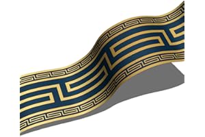 neukids Wallpaper Borders self Adhesive, Blue-Gold Border Greek Anagram Wall Borders, Living Room Bedroom Bathroom Kitchen Decoration Ceiling borde 200x10cm-4rolls