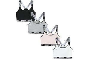 FedMois Canottiere Corte Reggiseni Sportivi in Cotone Bambina Ragazza Confezione da 4