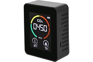 WEDHAPY Détecteur De Co2 3 en 1 Détecteur De Dioxyde De Carbone Capteur De Co2 Portable avec écran LCD Compteur De Température Et D'humidité avec Alarme pour Maison Camping Car 400 5000 Ppm Noir