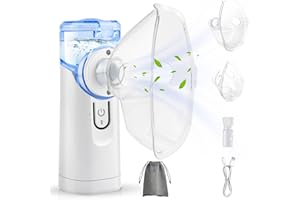 GINDOLY Inhalator,Inhalationsgerät tragbar Vernebler Set,Geräuscharmes Inhalator mit Mundstück,Inhalator Vernebler für Kinder und Erwachsene,Inhalator mit Mundstück,USB-Cwiederaufladbar-Blau
