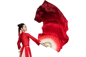YZDMDM Belly Dance Silk Fans, 1 Pair 180 x 90 cm Natural Silk Bamboo Long Fans Veil, Colour Gradient, Dance Performance