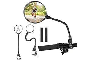 NATUREZHEN 2 Pezzi Specchietto Bici 360° Regolabile Ruotabile Specchietto Retrovisore Bici, Convesso e Ad Alta Definizione per Mountain Bike, Da Corsa, Elettrica, Installazione Facile