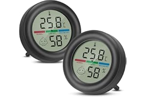 Thlevel Intérieur Hygromètre Thermomètre Température Humidité Testeur Numérique Portable avec Indicateur de Niveau de Confort et Support pour Bureau Cuisine Incubateurs 2 Pièces