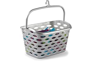 Acan Tradineur - Cesta para Pinzas con Gancho en la asa - Fabricado en plástico - Artículo de Limpieza - 21 x 26 x 15 cm - Color Plata