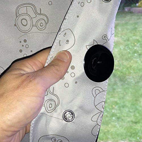 ¡Nuevo! Kiddy Kaboosh - Estor portátil opaco, diseño de niños, cortina de plata extraíble para dormitorios de niños, guardería de bebé en casa y viajes con bolsa de fijación temporal con ventosas