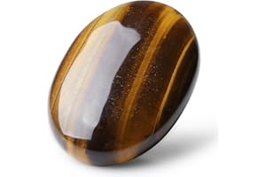 MAIBAOTA 2.4" Tiger Eye Healing Crystal Gemstones Pocket Polished Gifts Oval Shape Reiki Spiritual Energy Nature Crystals for Women Men Relief Balancing Stress Divination Meditation