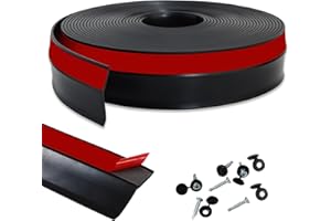 Gaahing Bande d'étanchéité universelle pour porte de garage supérieure et latérale, bande d'étanchéité autocollante avec 30 jeux de clous (noir, 12,2 m)