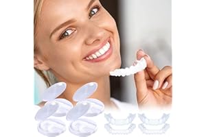 COMIOKE Faccette Denti Cosmetici,Denti Finti Protesi Per Faccette Superiore Inferiore,4 Pair Superiore Inferiore Denti Cosmetici,Protesi Dentarie Cosmetici Temporanee,Denti Temporanee,Spazzolini Interdentali