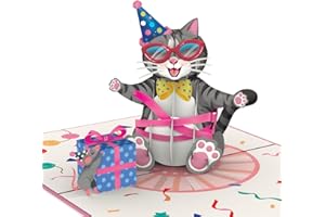 papercrush® Carte pop-up chat fêtard - Carte d'anniversaire amusante en 3D avec chatons drôle pour femmes (maman, petite amie, mamie) et enfants - Bon cadeau spéciale pour les amants des chats