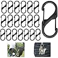 GOLRISEN Keyring Clip, 20-Piece Carabiner Key Chain, Dual Spring Opening Double Spring Key Chain, Black Buckle Carabiner for Outdoor Hiking, Fishing, Camping, Traveling