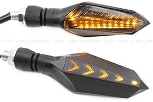 ROCKMUTE Motorcycle LED Turn Signal Indicator Lights For Kawasaki ZX6R ZX636 ZX10R ZX1000 Z125 Z250 Z300 Z400 Z650 Z750 Z800 Z900 RS Z1000 SX Front/Rear DRL Flowing Sequential Blinker 1 Pair (Yellow+Yellow)