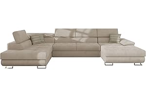 ‎MIRJAN24 Mirjan24 Ecksofa Cotere Bis, Eckcouch, Sofa mit Schlaffunktion und Bettkasten, U-Form Couch Farbauswahl Wohnlandschaft vom Hersteller (Uttario Ve. 2979 + Senegal 825, Seite: Links)