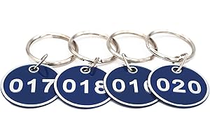 NanTun Set di targhette portachiavi numerate in lega di alluminio, con numero identificativo, 50 pezzi, Blue, 51 to 100