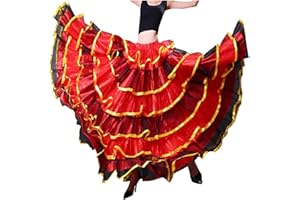 BACKGARDEN Womens Ballroom Twirling Long Tutu Skirt for Flamenco Belly Dance Performance Halloween Costume