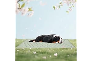 UIQELYS Kühlmatte für Hunde Eisgrün, 150x102cm ohne Gel Kühlkissen für Hund, Oberseite aus kühlem Stoff und Rückseite aus Samt, waschbar, Sommerlinderung für Welpen und Kätzchen (Eisgrün, C)