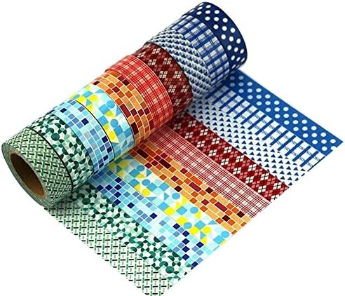 RSPrime Colorful Washi Tape Set Packing Art Craft Tape Gummed Paper Tape Self Adhesive Tape Crafting Tapes Sticky Roll Masking Tape for Kids,Students DIY Sticker Tape,Scrapbook