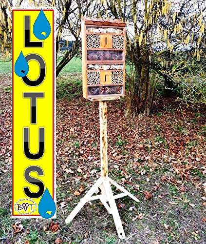 Insektenhaus dunkelbraun Teak Look mit Schmetterlingshaus braun insektenhotel MIT STÄNDER, mit Holzrinde-Naturdach, mit Spezialoberflächenbeschichtung "LOTUS", FDV-HOLO-MS als Ergänzung zum Meisen nistkästen Meisenkasten oder zum Vogelhaus Vogelfutterhaus Futterstation für Vögel Insektenhäuschen - insektenhotels, insektenhotel für ökologische biologische natürliche Blattlausbekämpfung, Marienkäferhaus-Marienkäfer-Marienkäferkasten-Schmetterlingshaus-Schmetterlinge,Gartendeko