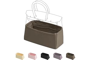 DGAZ Purse Organizer Satin thick,Silk,Luxury Handbag Tote in Bag Shapers, Women- Fits Birkin25/30/35/40 Bags (Etoupe grey, BK35)
