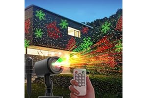 DXstring Proiettore Luci Natale per Esterno con Telecomando, Proiettore Natale con Rosso e Verde 16 Motivi di Decorazione Natalizia, IP65 Impermeabile per Decorazioni da Giardino per Feste in Cortile