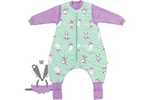 SCHLUMMERSACK Slumbersac Sacco nanna con piedini e maniche 1 Tog I Sacco nanna con gambe OekoTex | Sacco nanna cotone leggero