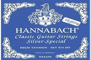 Hannabach Cuerdas para guitarra clásica, Serie 815 Para guitarras de 8/10 cuerdas, Tensión Alta, Plateado especial - cuerda suelta D4/Re4