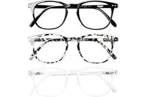 ‎COJWIS COJWIS Lesebrille 3er Pack Herren Damen Brille Runder Rahmen Blaulichtfilter Federscharnier Leser Schwarz/Schildpat Brillen (Schwarz Schildpatt Durchsichtig, 0.50, x)