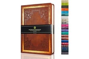 VICTORIA'S JOURNALS Leatherette Vintage Journal Hard Cover Lined Notebook Old Looking Travel Diary, A5 Size 5.7'' x 8.1''