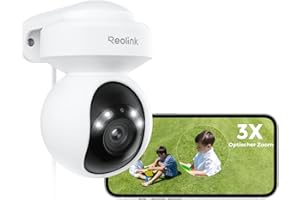 Reolink Wi-Fi 6 4K PTZ Überwachungskamera Aussen WLAN mit 3X Optischem Zoom, Auto-Tracking, WLAN Kamera Outdoor mit 2,4/5GHz Wi-Fi, Person/Auto/Tiererkennung, Spotlights, 2-Wege-Audio, E1 Outdoor Pro
