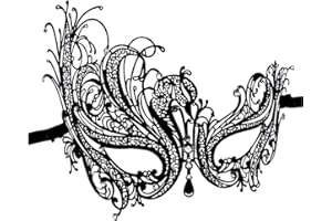 Lady of Luck Máscara de Metal Negra Veneciana, Mascarada Carnaval Máscara de Fiesta de Baile