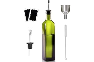 Showvigor Aceitera de Vidrio, 500 ml Botella Dispensadora Aceite con Embudo, Tapa Antiincrustante, Botella Aceite para Cocina y Barbacoa (Verde)