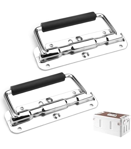 Vasemele Poignée De Boîte à Ressort 2 Pièces Poignées De Caisse Pliantes 100 Mm Poignée Pliante Métal Traction Boîte Poignée Levage Boîte Outils Ressort Poignée Pliante Poignée Pliante à Ressort Noir