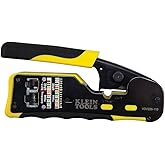 Klein Tools VDV226-110 | Pass Thru Ratchet Crimper | Cuts Wire &amp; Crimps Data Cables | RJ11 RJ12 RJ45 | Durable Steel Construc