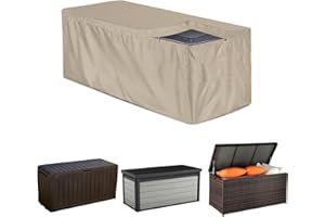 Cubierta de caja de cubierta para patio con cremallera COOSOO Cubierta impermeable para muebles de jardín al aire libre 420D Cubierta de caja de cojín Oxford para contenedor de caja de cubierta,beige