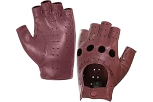 Harssidanzar Femme Demi Doigts Gant, Femme Gants De Conduite En Cuir Sans Doigts Peau De Mouton GL012