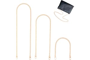 CHANRAINGYEE 3 Pcs Kette für Tasche 40 cm/80 cm/120 cmTaschenkette Silber Silberkette Riemen für Umhängetasche Clutch Schulterriemen für Taschen Handykette Silber Handtasche Riemen Bag Chain (Gold)