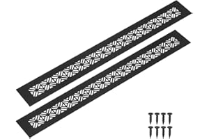 sourcing map 2Pcs Aluminum Alloy Air Vents, 400 x 50mm / 15.7 x 2" Rectangle Louvered Ventilation Grille Cover with Mounting Screws for Door Cabinet Wardrobe, Matt Black