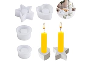ZEHAOKAY 4Stück Silikonform Kerzenhalter, Gießform Kerzenhalter Pentagramm Runder Herz Stern Silikonform Kerzenhalter Silikon Kerzenformen Sterne Silikon Kerzenhalter Form Für Halloween Weihnachten
