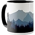Navadey Black Ceramic Coffee Mug 325 ml for Coffee Tea Milk Beverages | Stylish Tea Cup for Home & Kitchen | Coffee Cup with Travel/Motivational Quotes - Lost in Nature
