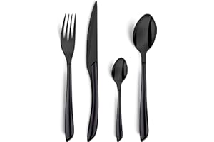 AMEFA - Ménagère 16 couverts de table pour 4 personnes - Lumino - Acier inoxydable 18/0, Finition Brillante - Noir