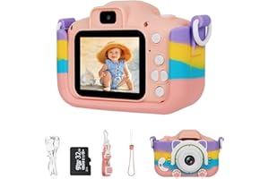 GOOPOOL Fotocamera per bambini con scheda SD da 32 GB, fotocamera digitale, fotocamera per bambini, 1080P, schermo da 2,0 pollici, fotocamera digitale per bambini, macchina fotografica anti-goccia, per